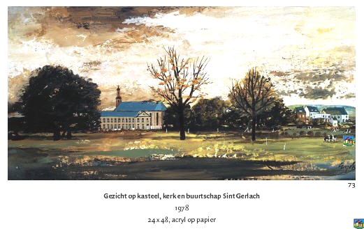 Gezicht op kasteel, kerk en buurtschap Sint Gerlach